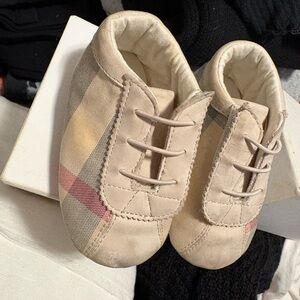 Burberry Cream and Red Baby Walker Shoes